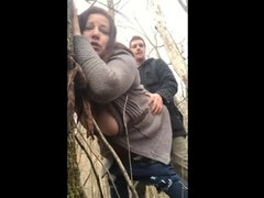 Humping Huge-Boobed Cougar In THe Forest Since Her Spouse Is Home
