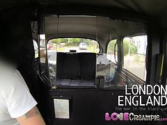Cheating British chubby slut gets a pussy full of cum in taxi