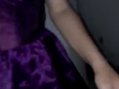 Masturbation in a satin purple ballgown