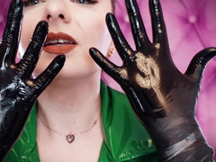 ASMR video: nitrile gloves and oil - fetish Glaminatrix Arya Grander - great relax sexy sounding POV