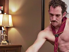 Twink office scout fucked bareback by a hunk of scout in the office