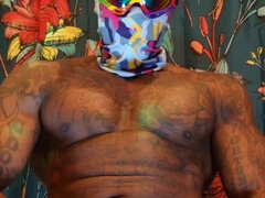 아마추어, 흑인, 머리카락이 많은, 수음, 근육, 혼자, 문신