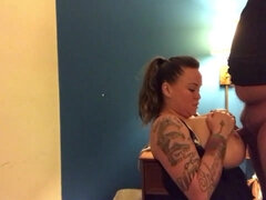 Tattooed mom Brandy Talore - Big natural tits in homemade titjob action