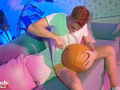 Teen at Halloween College house party sneaky pumps a pumpkin before hot sexy Thai girl in cosplay leaves the party to offer up her tight wet pierced p