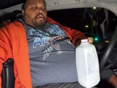 Fat guy in a little car and chugging some half and half. Gains coming back stronger this time.