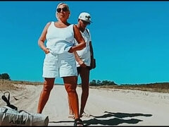 Blonde MILF Step Mom With Big Natural Tits Sucks Stranger On Road Outdoor Blowjob