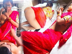 Indian Cheating House Wife Fucked by Another Man While She Talking with her Husband