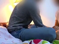 Enthousiasteling, Pijpbeurt, Sperma shot, Schattig, Diep in de keel, Huisgemaakt, Latijnse vrouw, Tieten likken