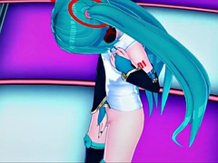 Hatsune Miku masturbates before getting fucked POV on stage