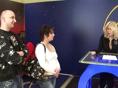 Horny German Lady Gets Two Hard Dicks for Her to Suck Hard