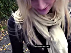 German public inked GF POV fucked in hotel after outdoor BJ