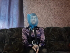 I'm Blue... Plastic bag breathplay. Femboy Abbie