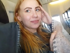 I couldn't wait anymore! Jerking and sucking cock on a public plane.