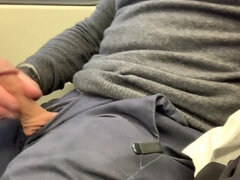Jerking off My Hard Cock in Outdoor and Cumming on the Train
