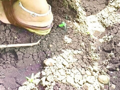 Asiático, Peludo, Indio, Al aire libre