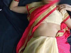 Sexy beautiful pink saree lady fucking in night