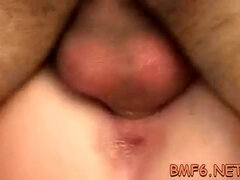 Voracious brown-haired hotty gets access to a slender jim