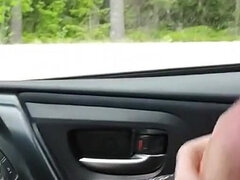 Risky Flashing and Cumshot on My Car Caught