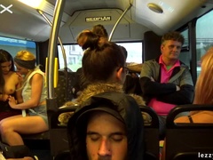 Tattooed Lesbians Fingering Fun On The Bus