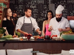 Francys Belle's Wild Kitchen Threesome Ignites Wild Heat