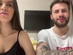 Teen Camgirl - Brunette webcam slut and her boyfriend