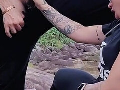 Stepsister on Vacation I Take to the Beach to Suck My Cock