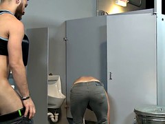 extra big dicks Gang bang big cock in a public toilet