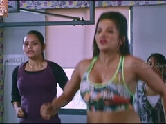 hot song - Indian mom jumping and exercising in tight sports bra