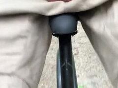 Forest dick flash, bike ride, young boy, amateur