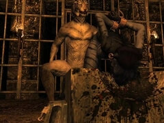 Khajiit Bound and Used in Dungeon