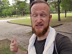 Cheating chinese gf GRABS white masseur.. real asian squirt!