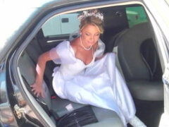 Bride in white beautiful dress gets fucked