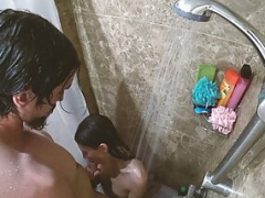 Cuarto de baño, Morena, Europeo, Ruso, Ducha, Flaco, Estudiante, Tetas