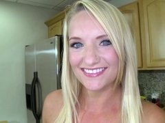 Blue eyed blonde likes sucking fat dicks