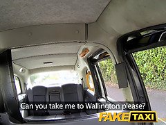 Anastasia Lux's massive tits and bushy pussy get brutally pounded in a fake taxi