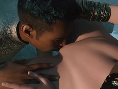 Stor rumpe, Utroskap, Inder, Moden, Fitte, Trekant, Stramt, Kone