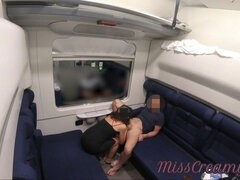 Flash Dick on the Train - Girl Jerks off and Sucks Big Cock in Public and Cum in Mouth - Misscreamy