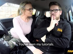 Whorish British MILF with big tits gets screwed in the car