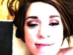 Sweet girl with a nose ring puts on a POV hardcore show