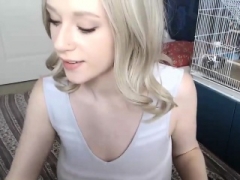 Big-breasted horny blonde babe smoking