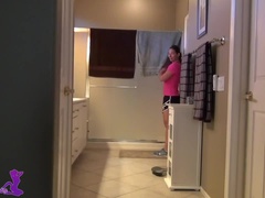 Step Mom Showers & Son Peeks In