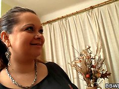 Big-cocked guy fucks busty big belly fatty