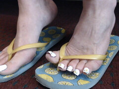 Lemon flipflops and toenails
