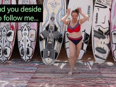 Stranger From the Beach Follow Hot Busty Granny and Fuck Her in the Bathroom