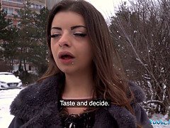 Duży kutas, Obciąganie, Brunetka, Wytrysk, Na wolnym powietrzu, Punkt widzenia, Publiczny, Krzyczeć