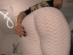 Bubbly Farts in White Leggings Close-up