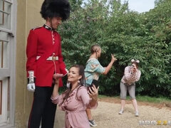 Royal guardsman fucked brunette MILF Sofia Lee in the palace