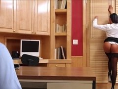 Hotwife Tiffany Brookes gets pounded over an office desk by her hubby's friend