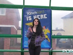 Hotty brown-haired honey Lucia Love urinating in public