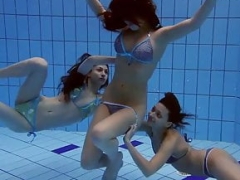 Three hot sluts naked in the pool